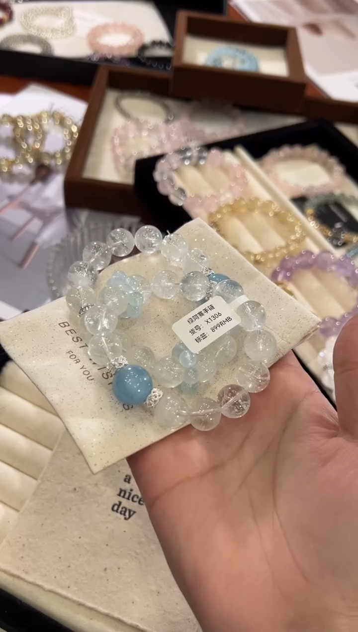 【闪购商品】水晶手链合金绿阿赛手链x1306