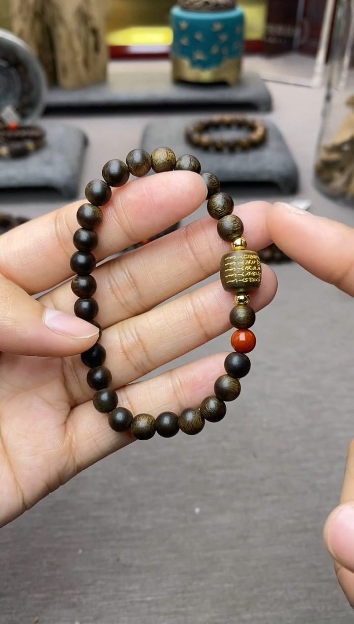 【闪购商品】沉香手串富森红土0.6+五条+配饰沉水单圈