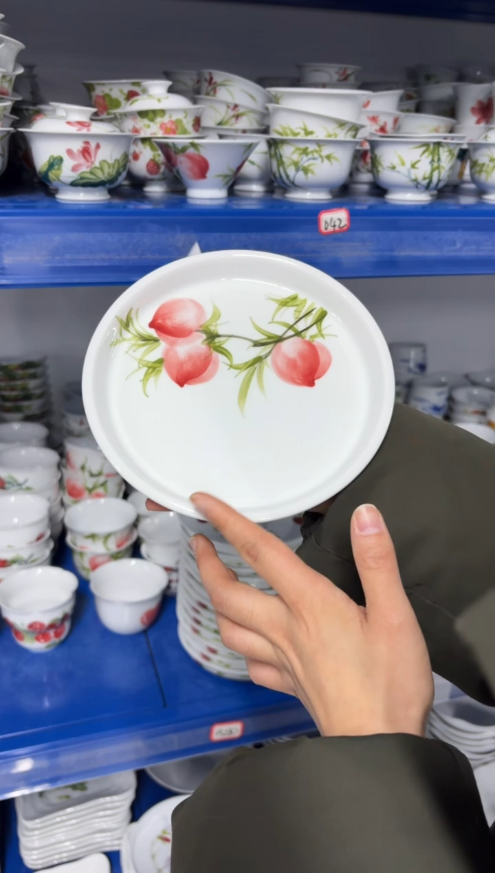 景德镇高温陶瓷食品级手绘釉中彩-6.5寸壶承