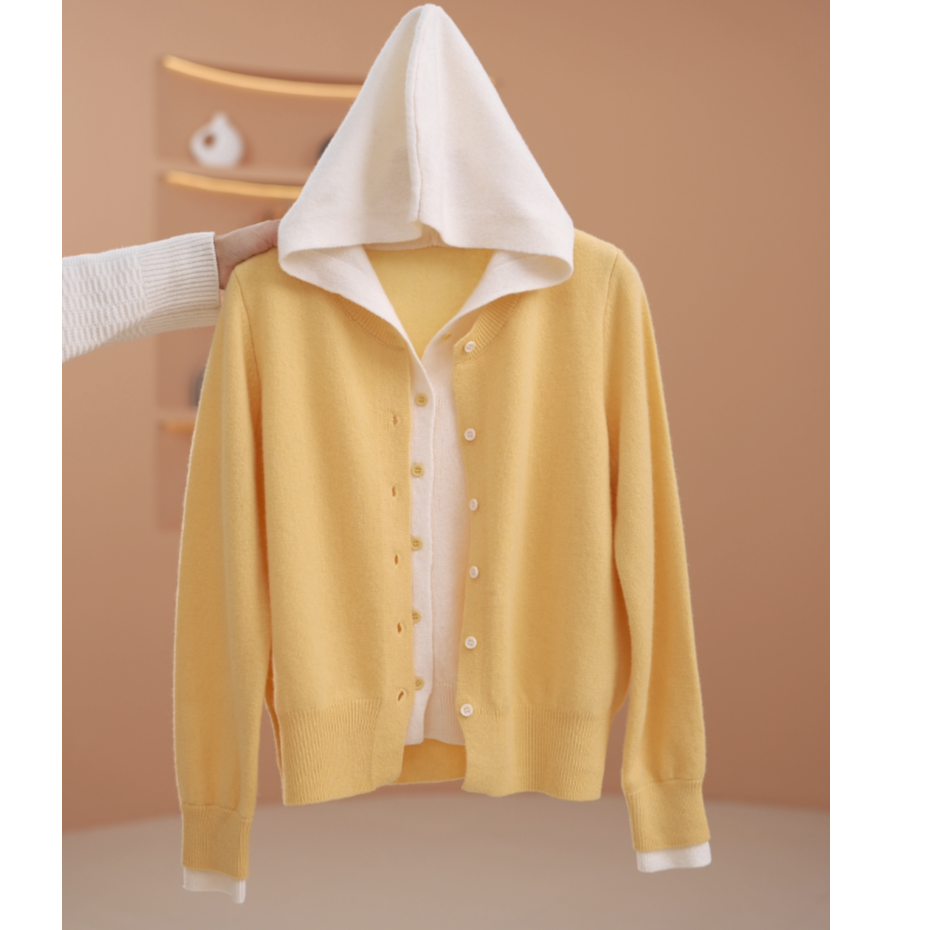 【霖霖】100%纯羊毛欧弗兰公园~叠穿设计感假两件针织衫-Y14278