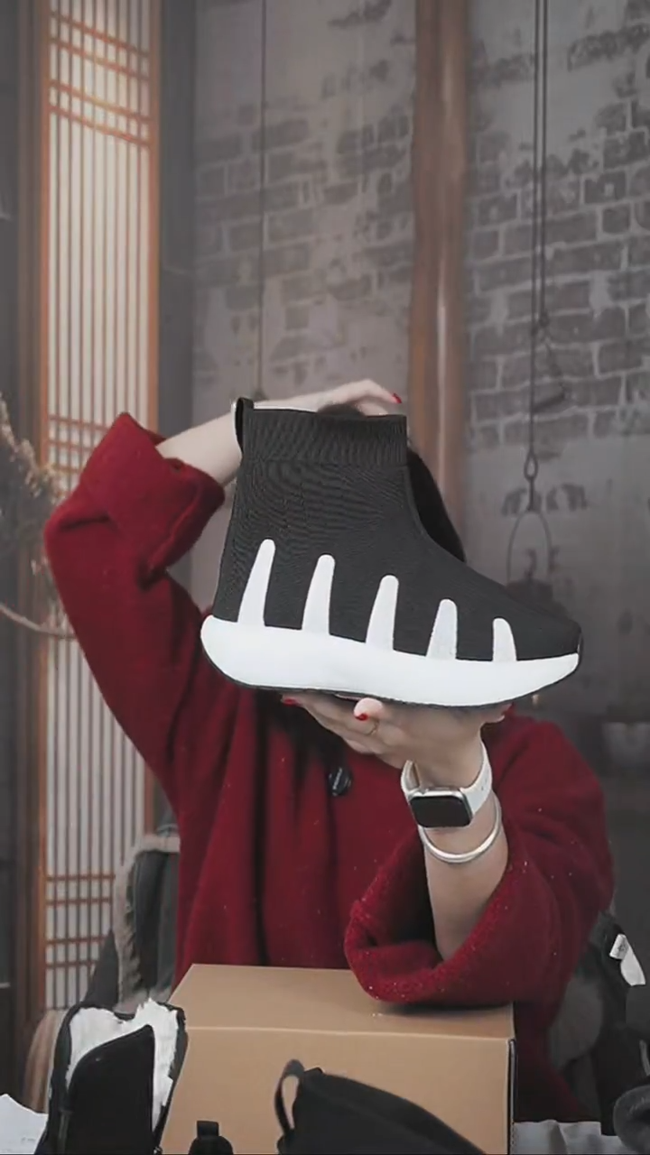 牛津布高帮增高十方鞋