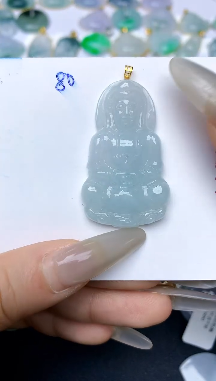 【闪购商品】翡翠颈饰18K金镶嵌80天然A货翡翠