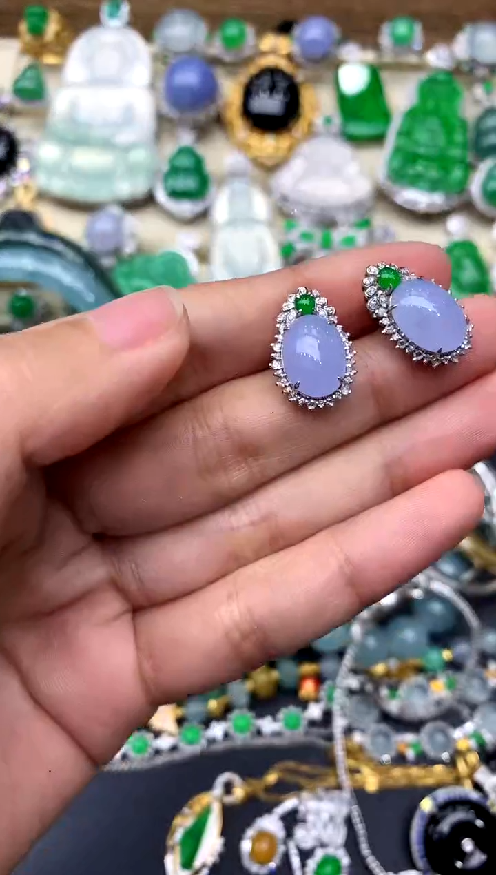 【闪购商品】翡翠耳饰18K金镶嵌392  打包