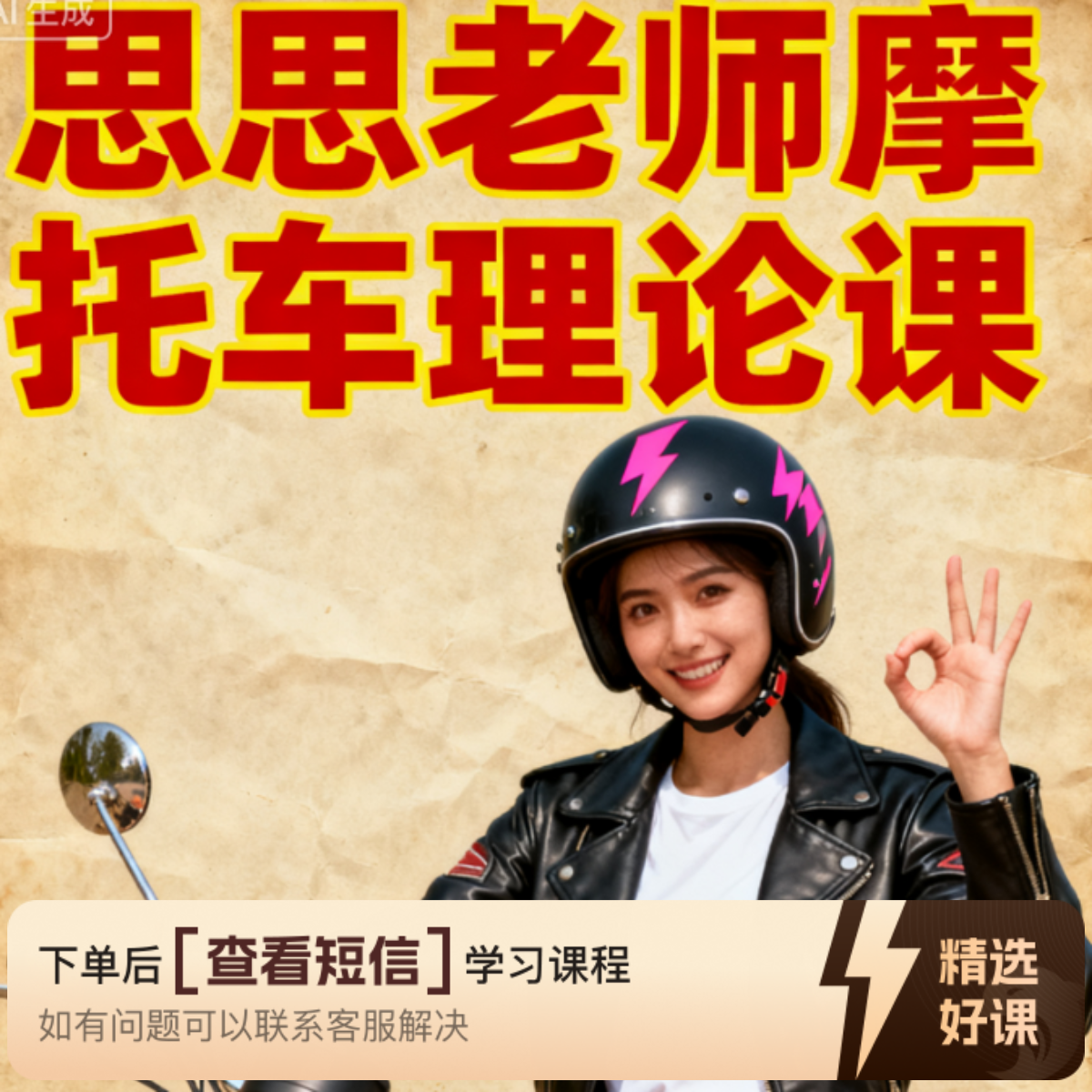 思思老师摩托车D照科目一和科目四精讲合集（留意短信解锁课程）