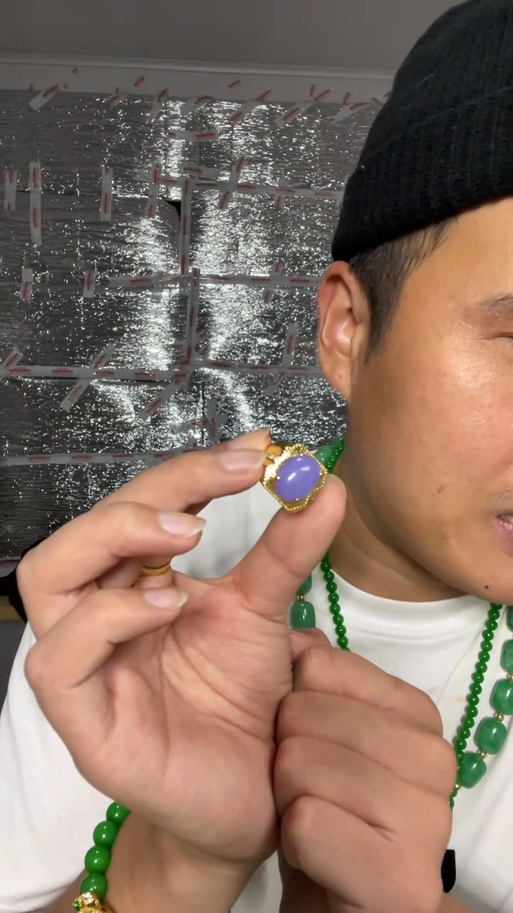 翡翠戒指未镶嵌【小五珠宝】高端紫罗兰鸽子蛋戒指