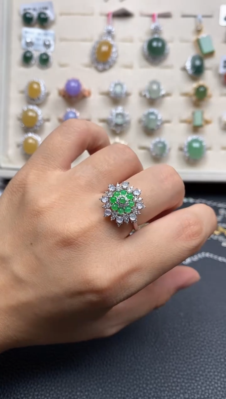 【闪购商品】翡翠戒指银S925镶嵌11111