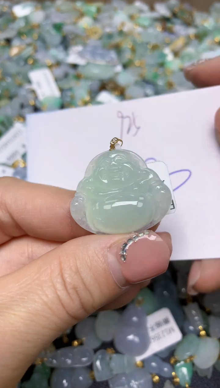 【闪购商品】翡翠挂件18K金镶嵌 天然翡翠A货