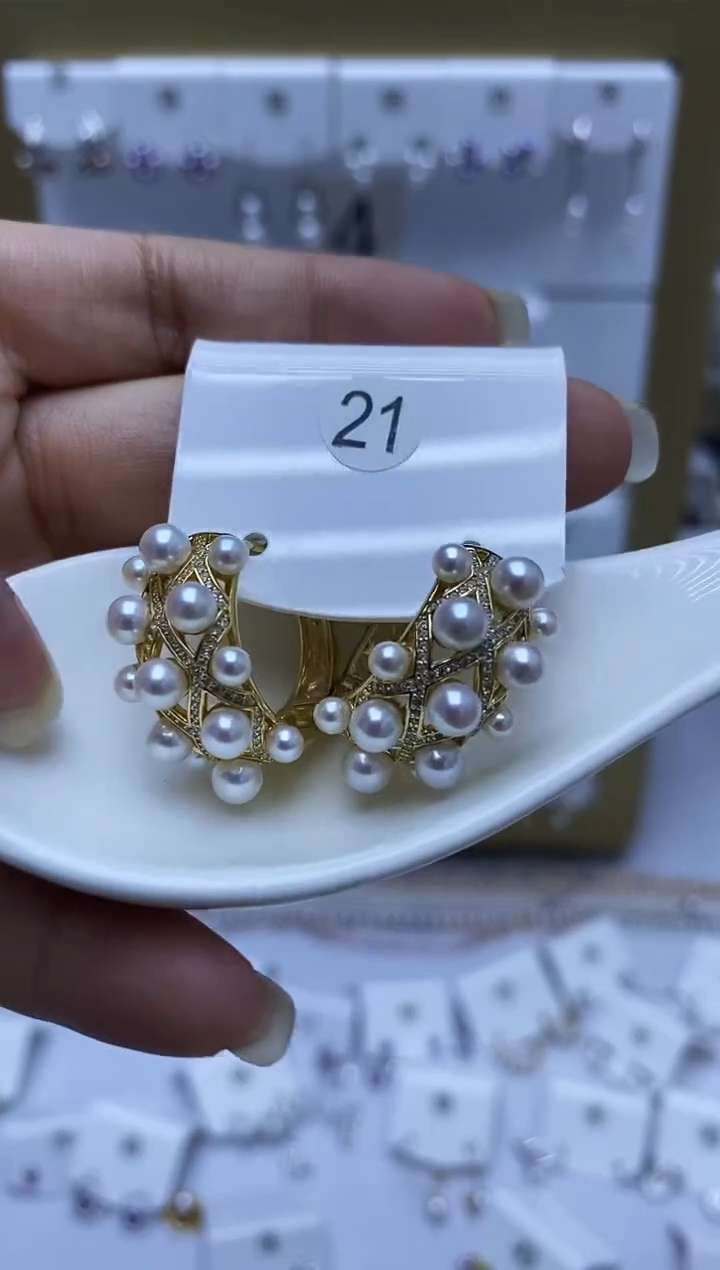 银S925镶嵌耳饰淡水珍珠21