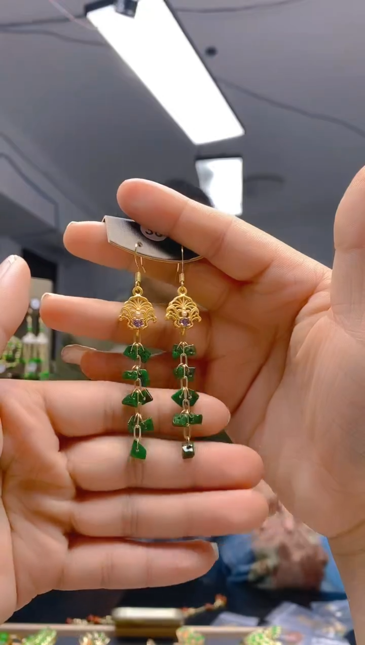 【闪购商品】翡翠耳饰合金345翡翠耳钩