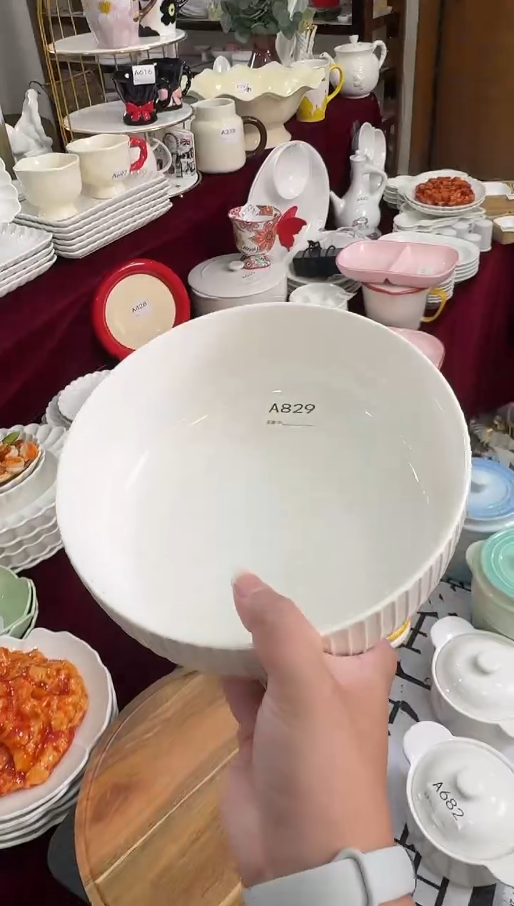 摆件陶A829 8寸条纹大汤碗