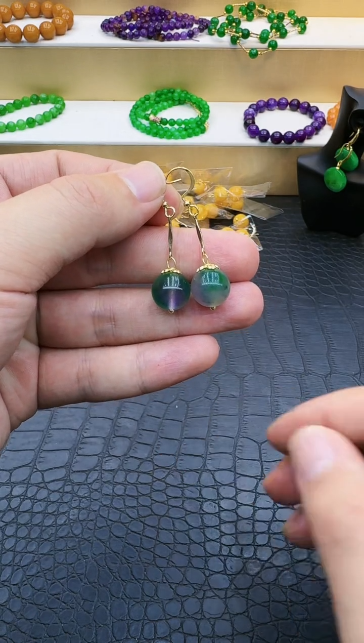 【闪购商品】翡翠耳饰14K金镶嵌156