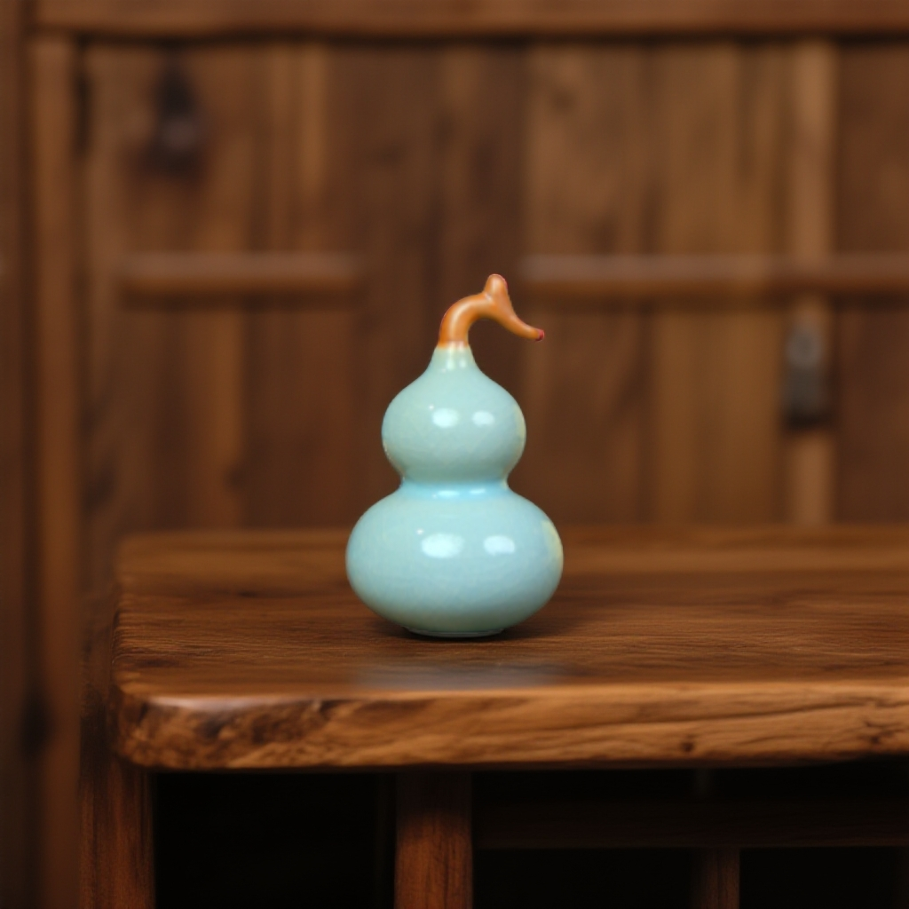 甄泽堂·汝瓷葫芦摆件茶宠天青粉青釉当代小葫芦茶宠汝窑茶具中式
