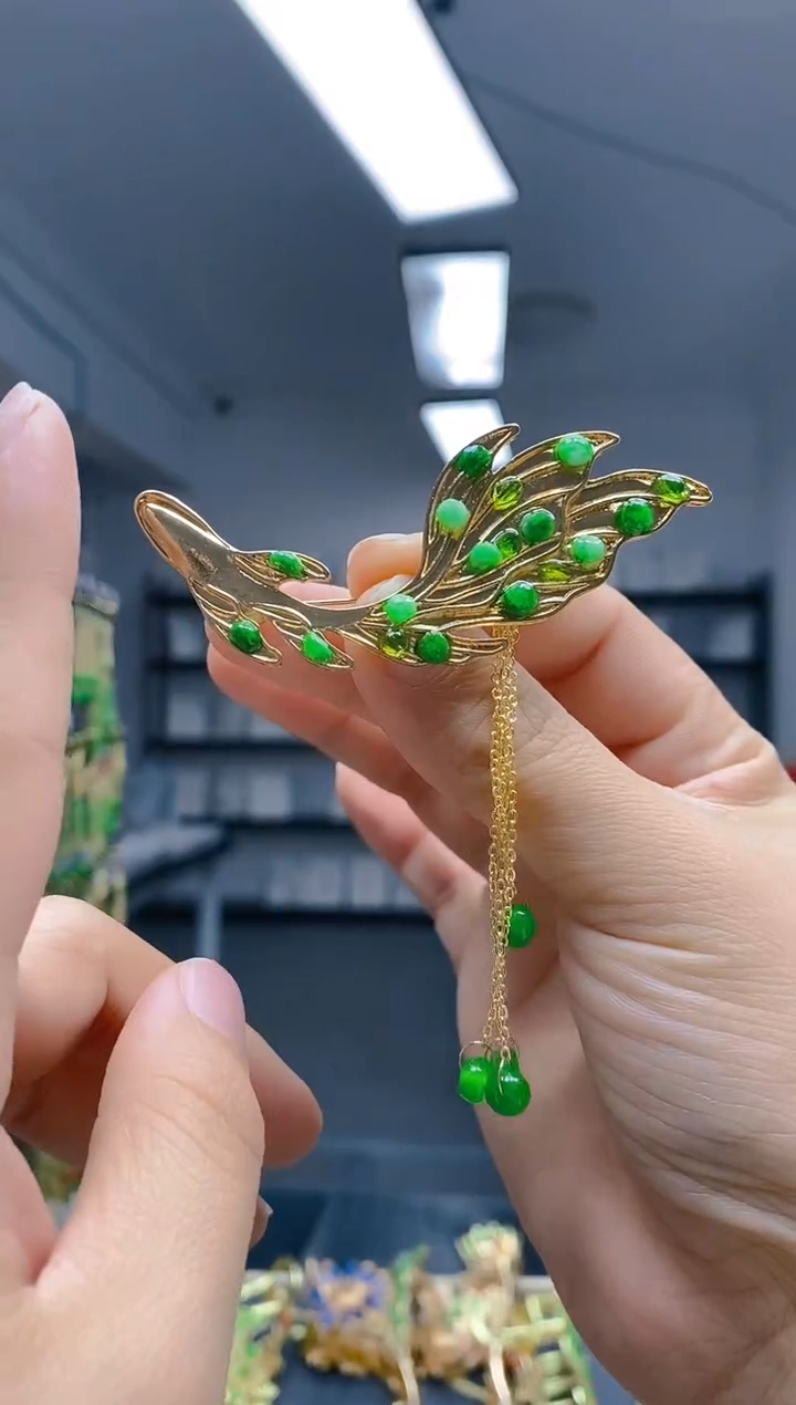 【闪购商品】翡翠耳饰合金132翡翠胸针