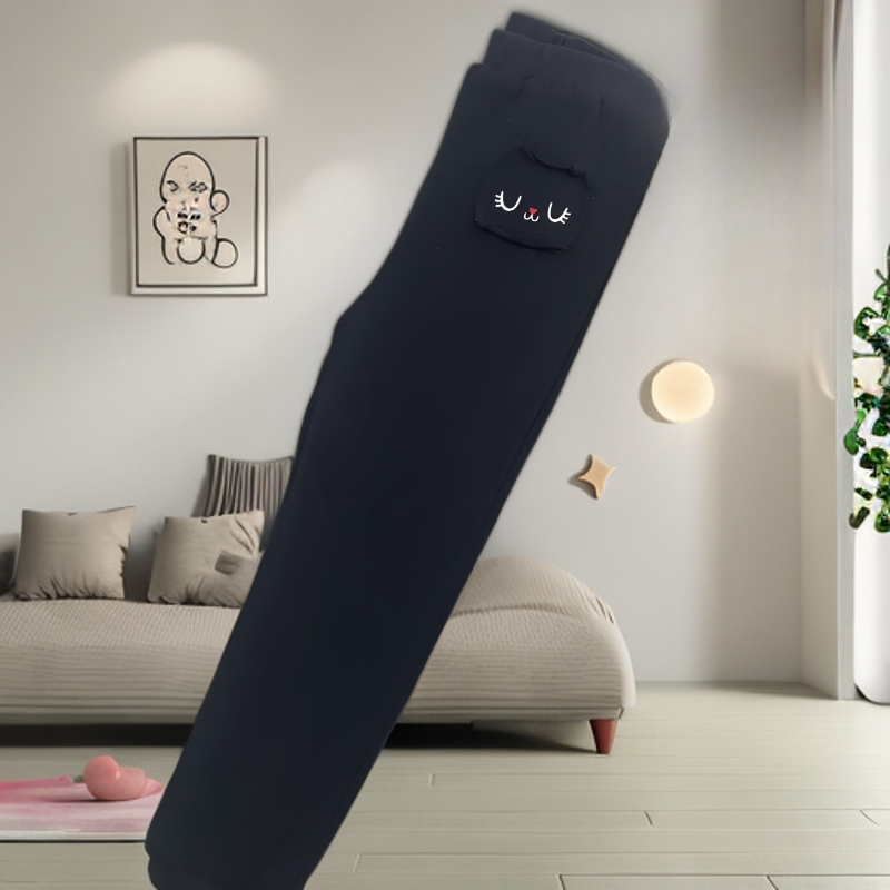 夹棉加厚冬季休闲裤松紧带男女通用童装秋季长裤印花束脚裤