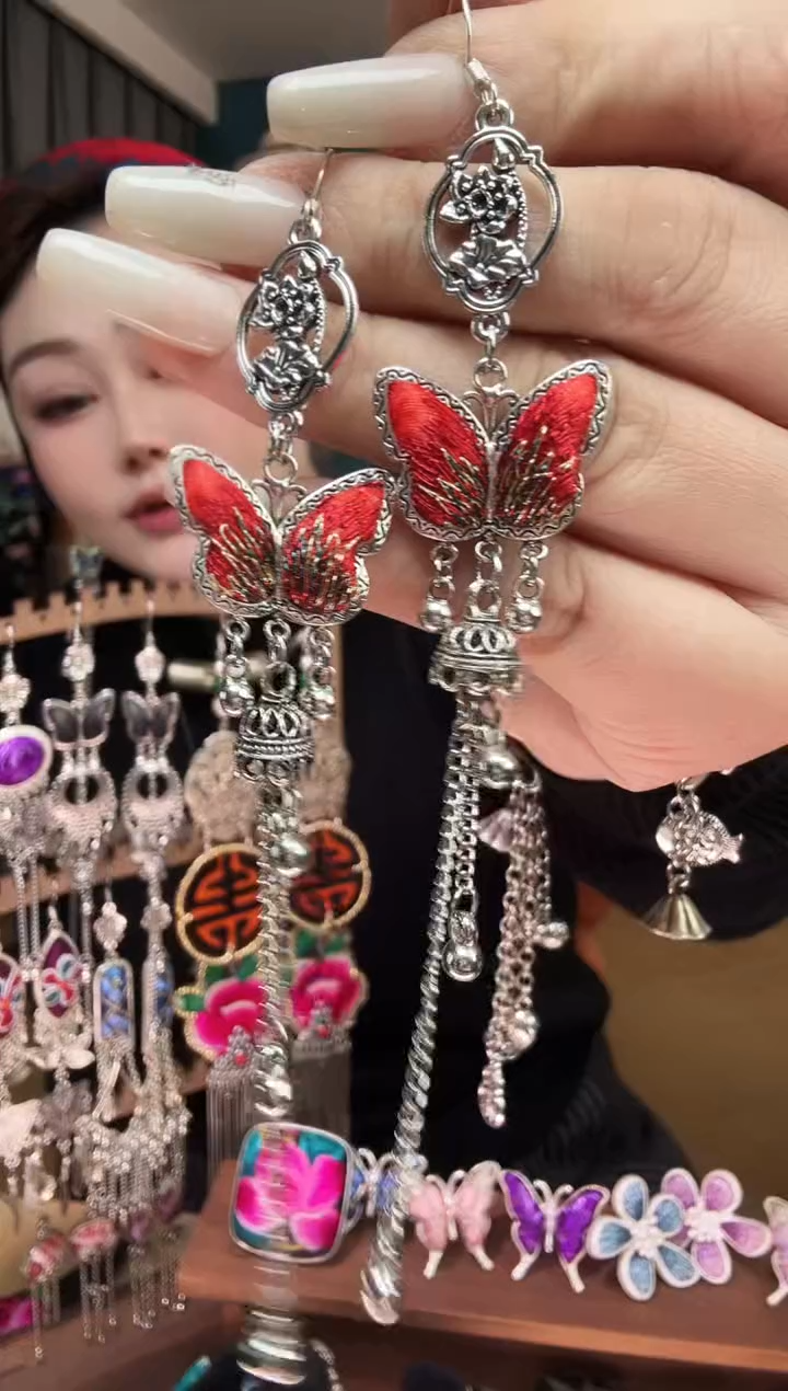 刺绣纯手工民族风刺绣耳环