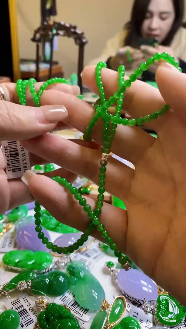 【闪购商品】定制翡翠18K金镶嵌珠链