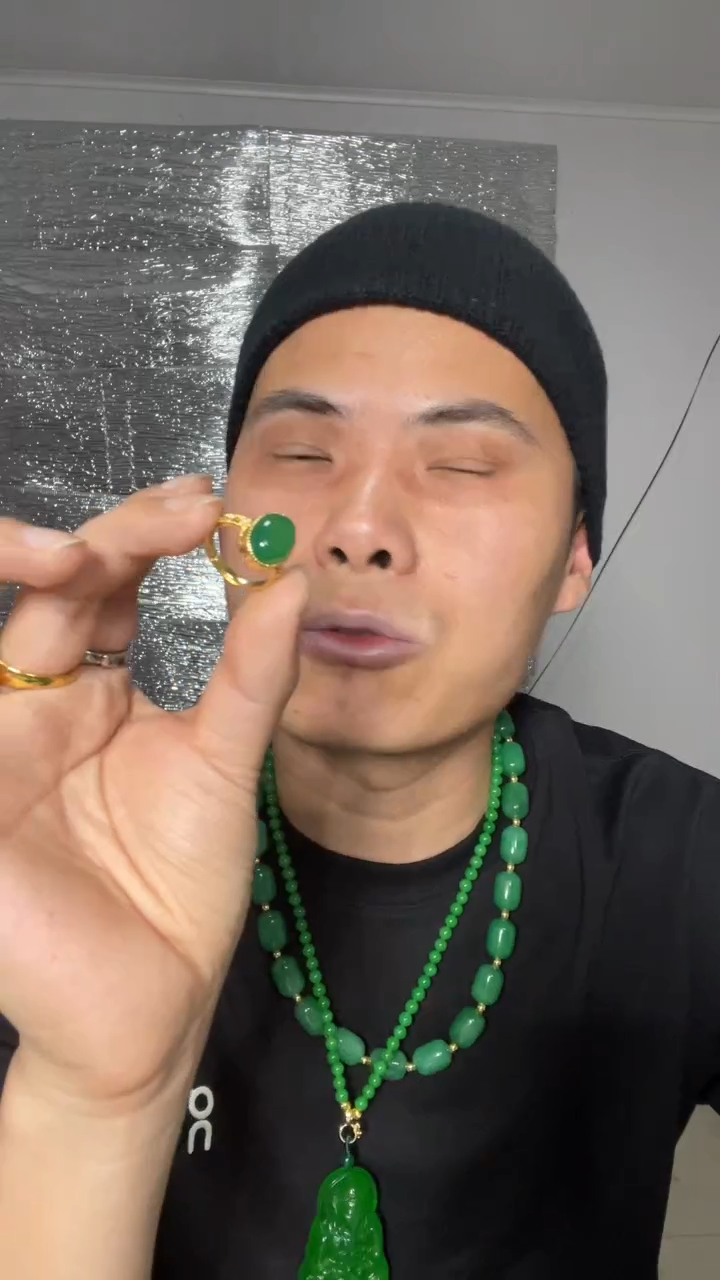 翡翠戒指未镶嵌【小伍珠宝】满绿鸽子蛋戒指