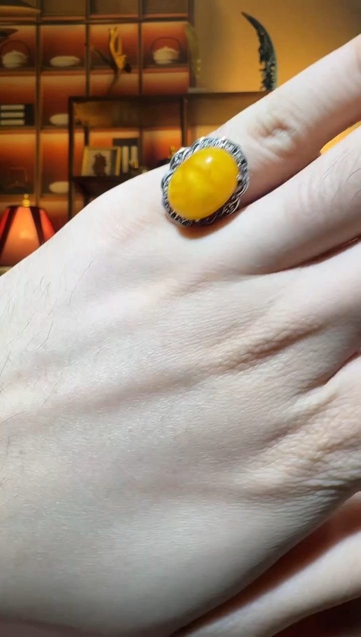 蜜蜡颈饰银S925镶嵌5516天然蜜蜡珠宝奇石