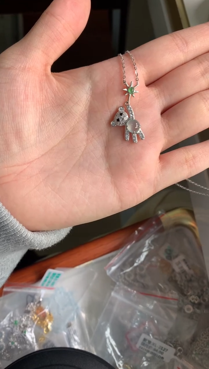 银S925镶嵌戒指翡翠项链12