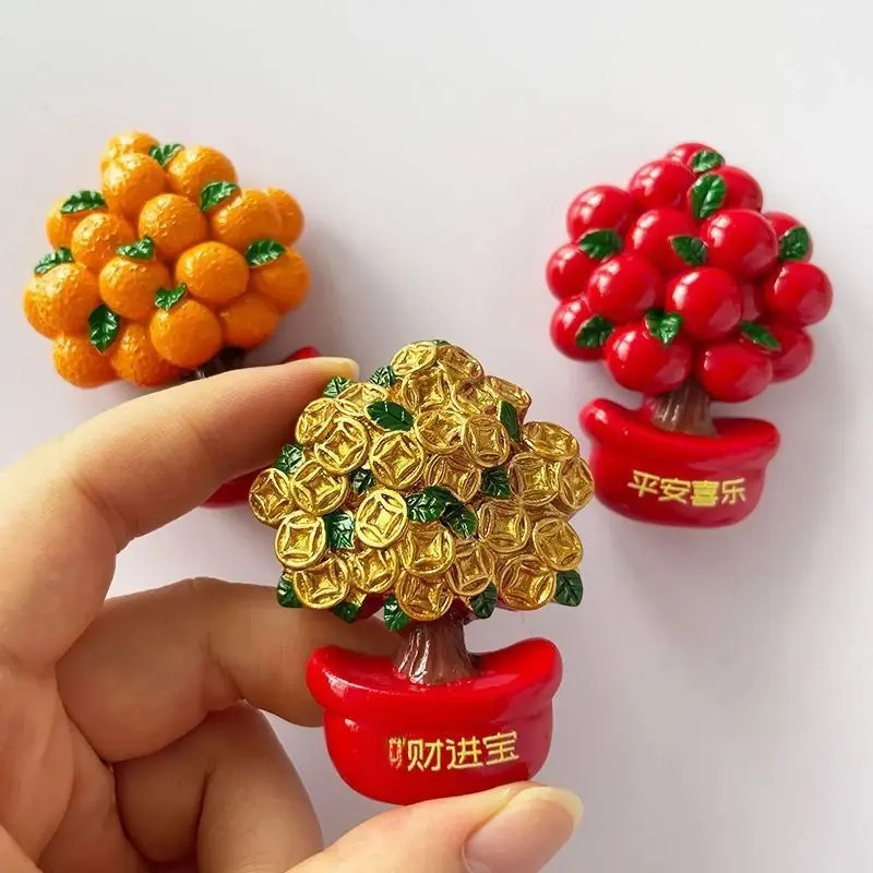 发财树冰箱贴 磁吸幸运树脂创意小众搞怪礼物冰箱装饰喜庆冰箱贴