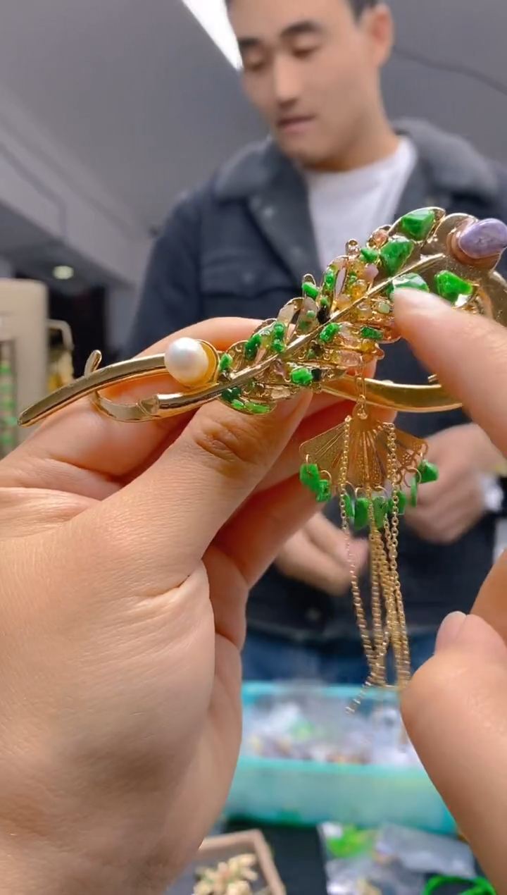 【闪购商品】翡翠耳饰合金0352翡翠发簪