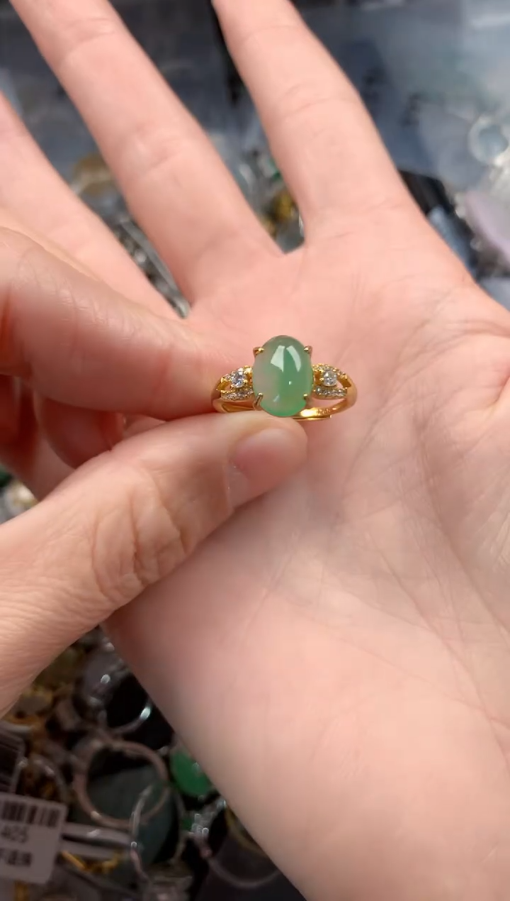 银S925镶嵌戒指翡翠555   1