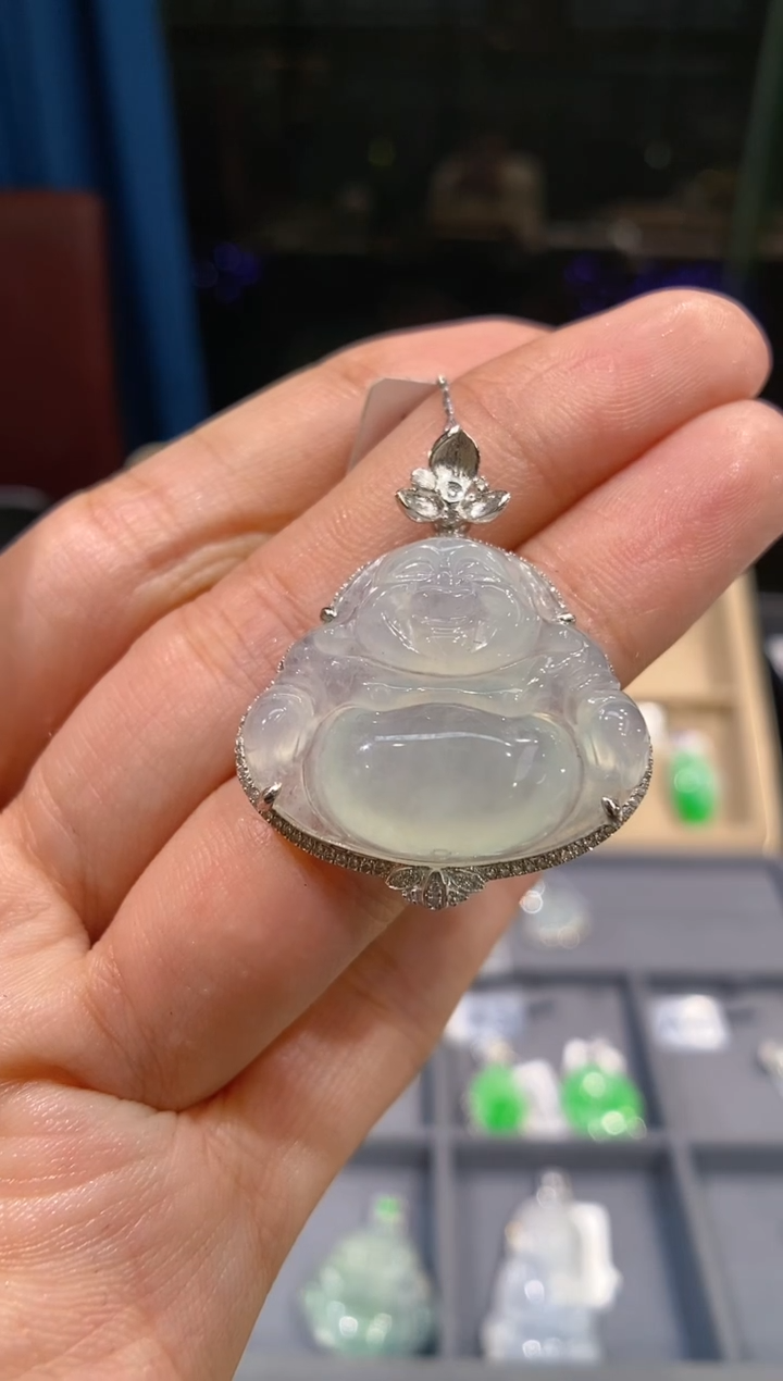 【闪购商品】翡翠吊坠(不含链)18K金镶嵌佛公