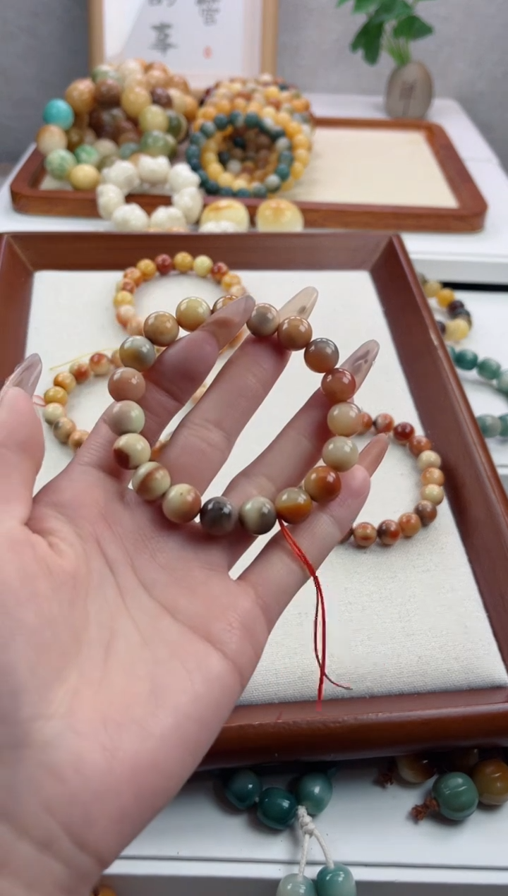 【闪购商品】菩提根/象牙果手串虎斑缅黄玉10手串V87