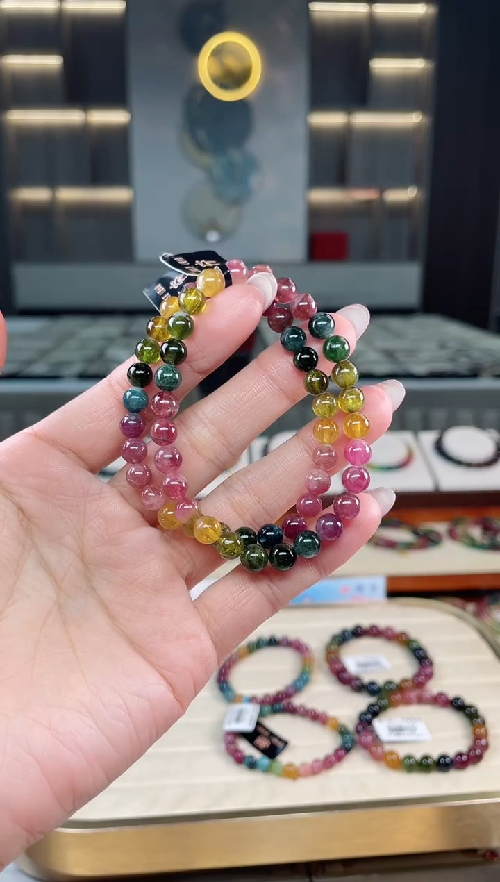 未镶嵌老矿碧玺单圈手串6mm+碧玺（多样性发一条）T