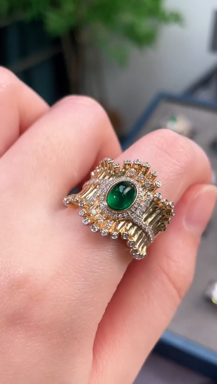 【闪购商品】祖母绿戒指18K金镶嵌/0.93ct