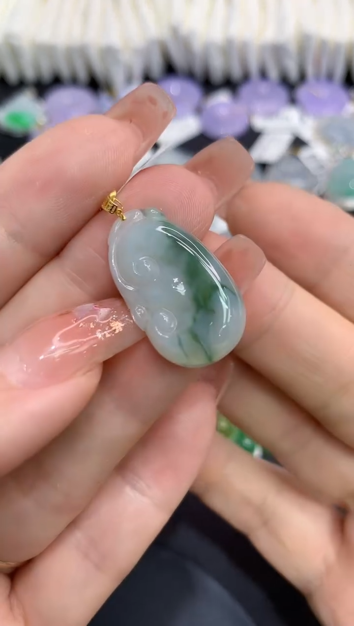 吊坠(不含链)18K金镶嵌翡翠11111111111