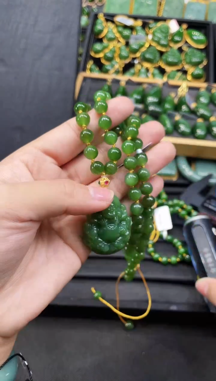 【闪购商品】和田玉套链18K金镶嵌37MM多样性发一