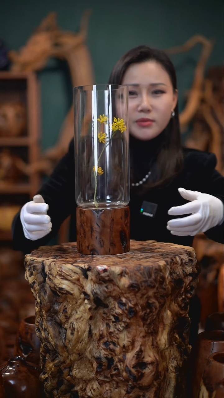 【闪购商品】枣木雷击枣木玻璃花瓶