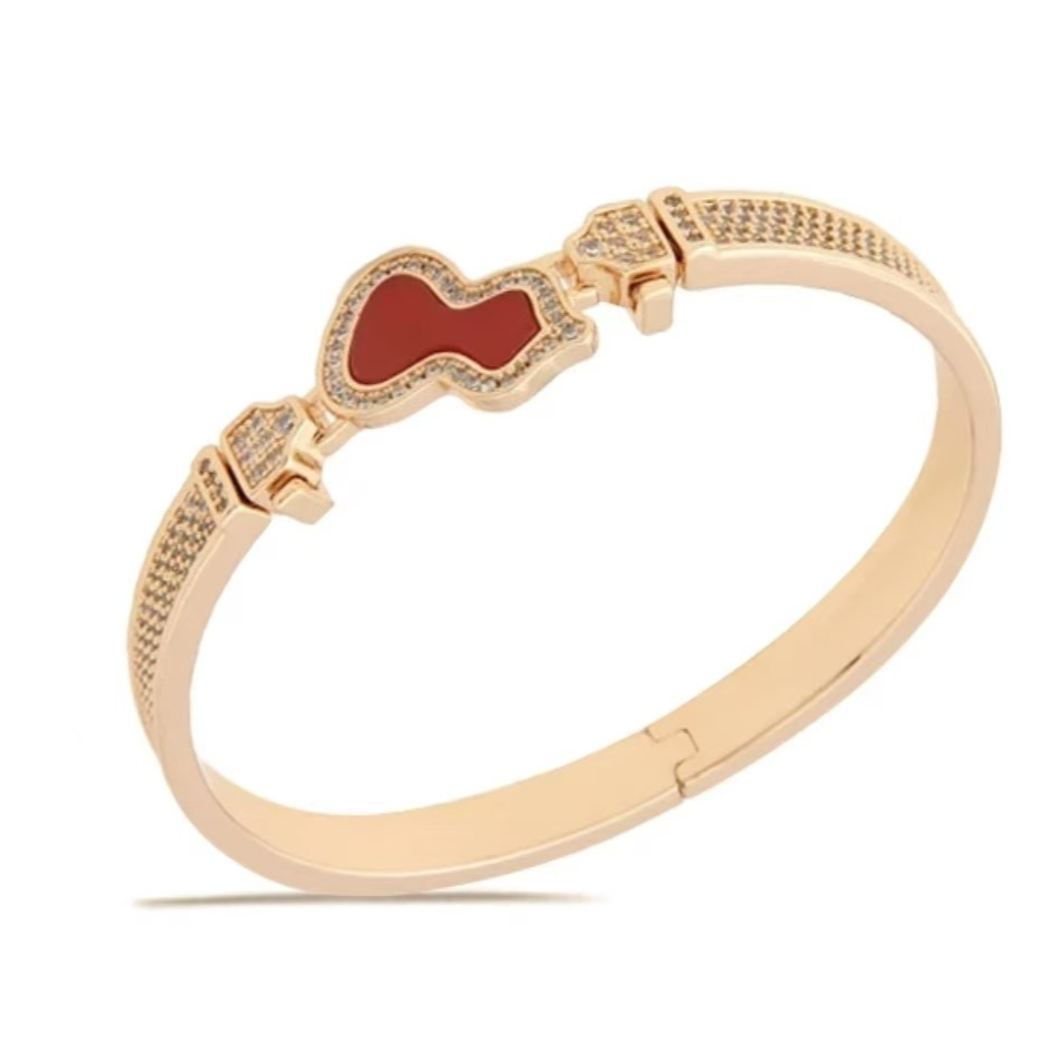 925银合成锆石手镯 【施生生珠宝】S925银豪镶满钻红葫芦手镯