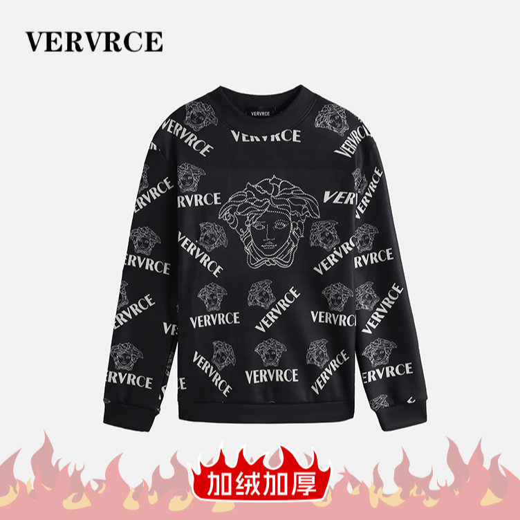 VERVRCE/Rich秋季烫钻卫衣圆领舒适男士经典高级感休闲长袖