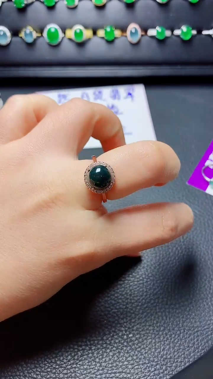 银S925镶嵌戒指翡翠天然翡翠A货s925银镶