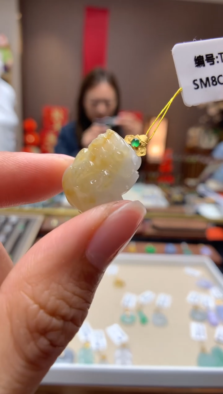 【闪购商品】翡翠颈饰18K金镶嵌貔貅