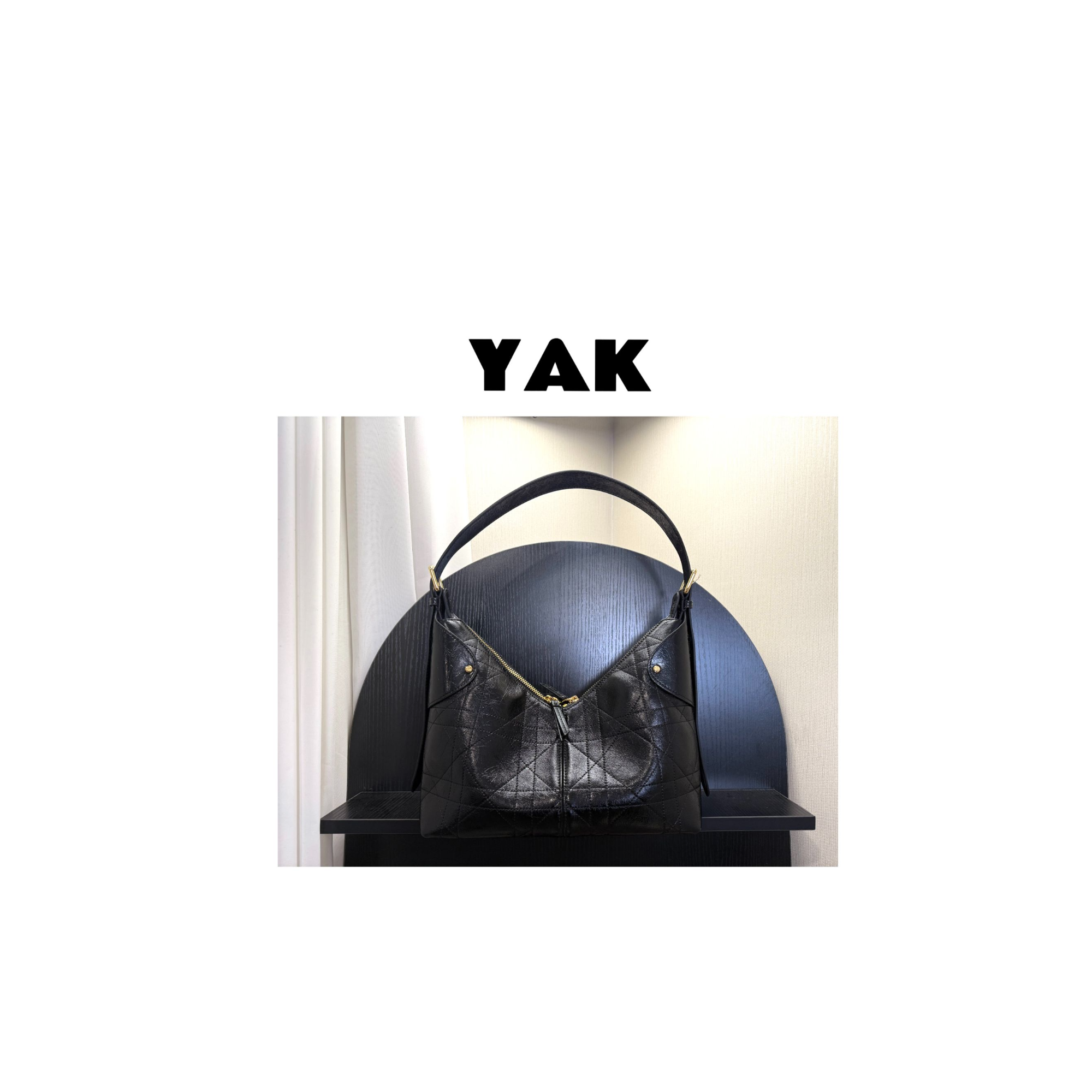 YAK voyagr 女士包包 斜跨包鳄鱼纹肩包轻奢风黑色斜挎包褶皱包