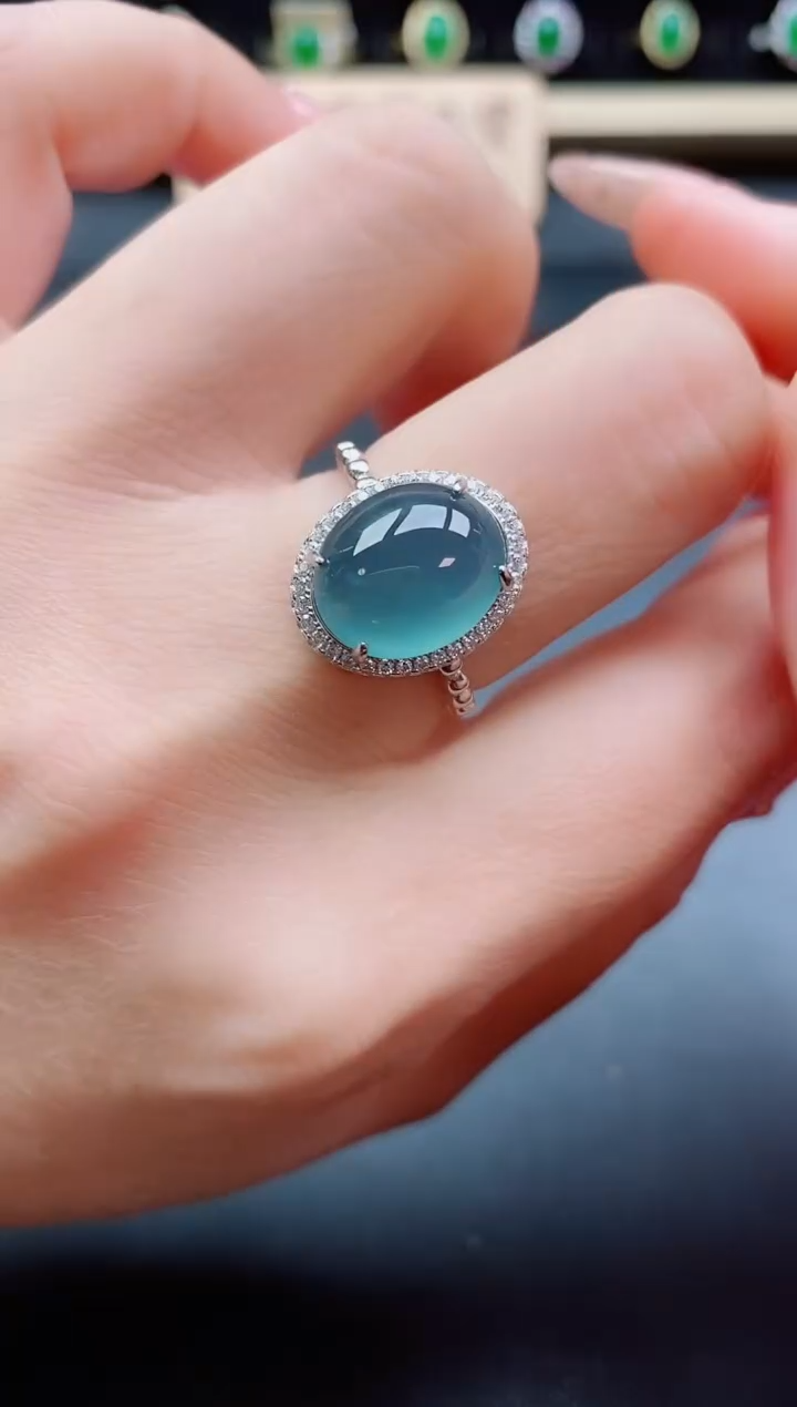 银S925镶嵌戒指翡翠1