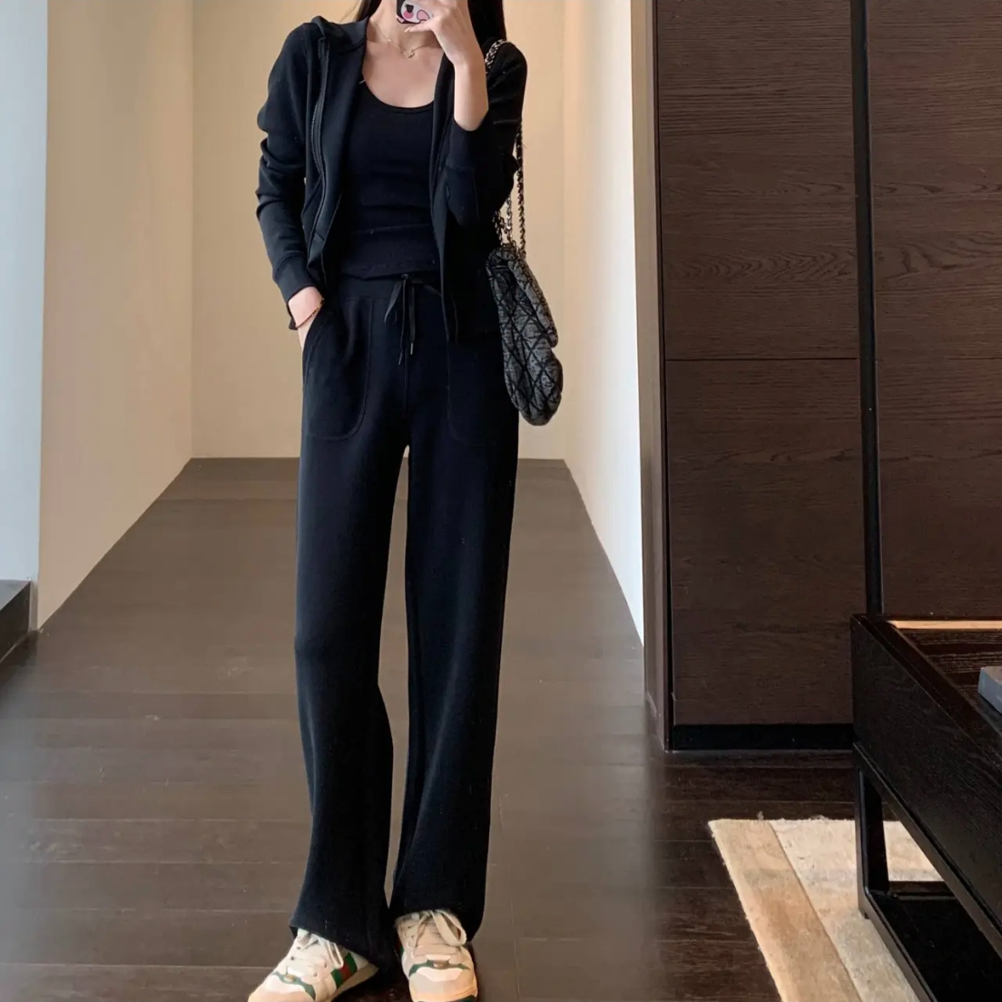 神裤2.0加绒厚 th*ck 砂洗空气层加绒阔腿裤高腰裸感运动瑜伽长裤