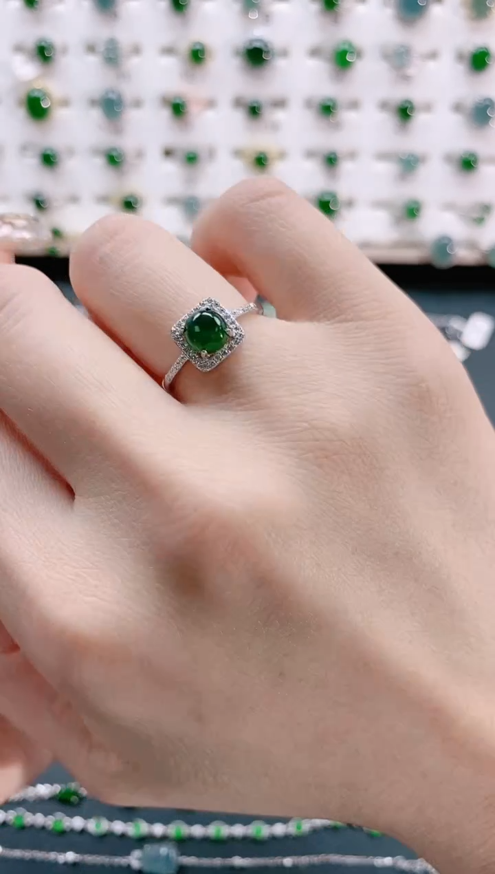 【闪购商品】翡翠戒指银S925镶嵌天然翡翠