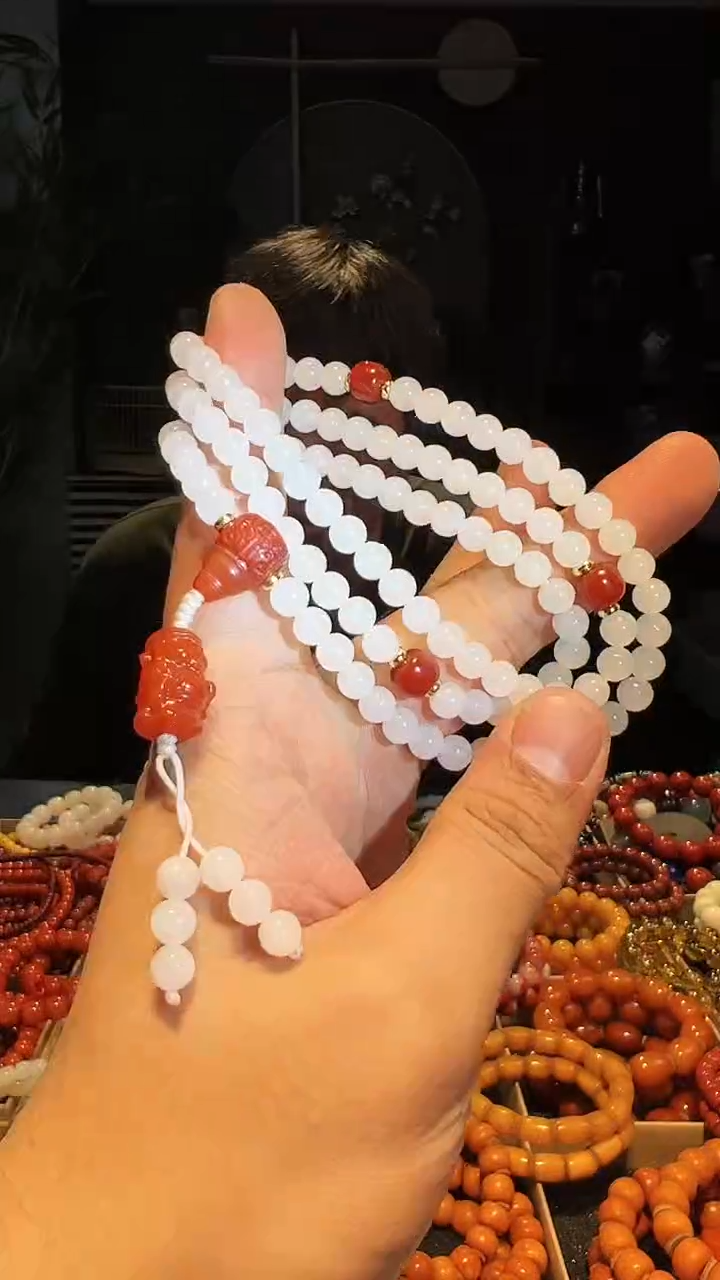 【闪购商品】和田玉手串未镶嵌6+精圆108-黑