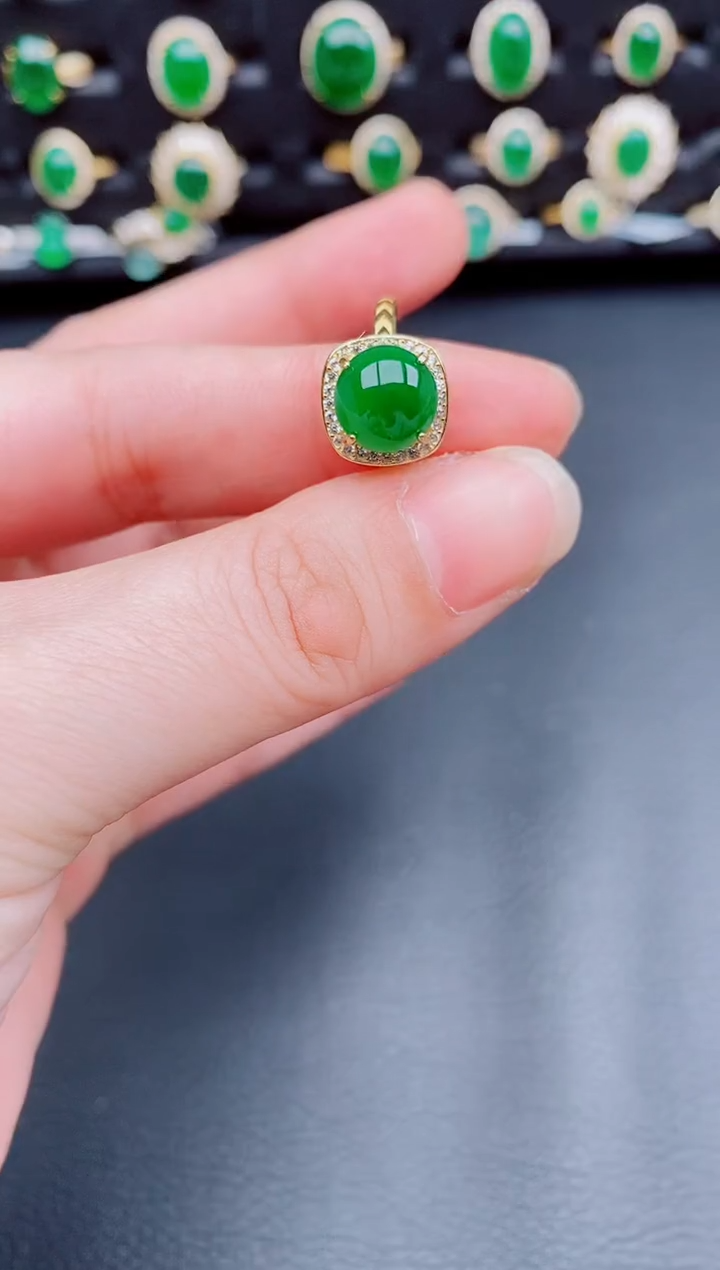 【闪购商品】翡翠戒指银S925镶嵌天然a货翡翠46