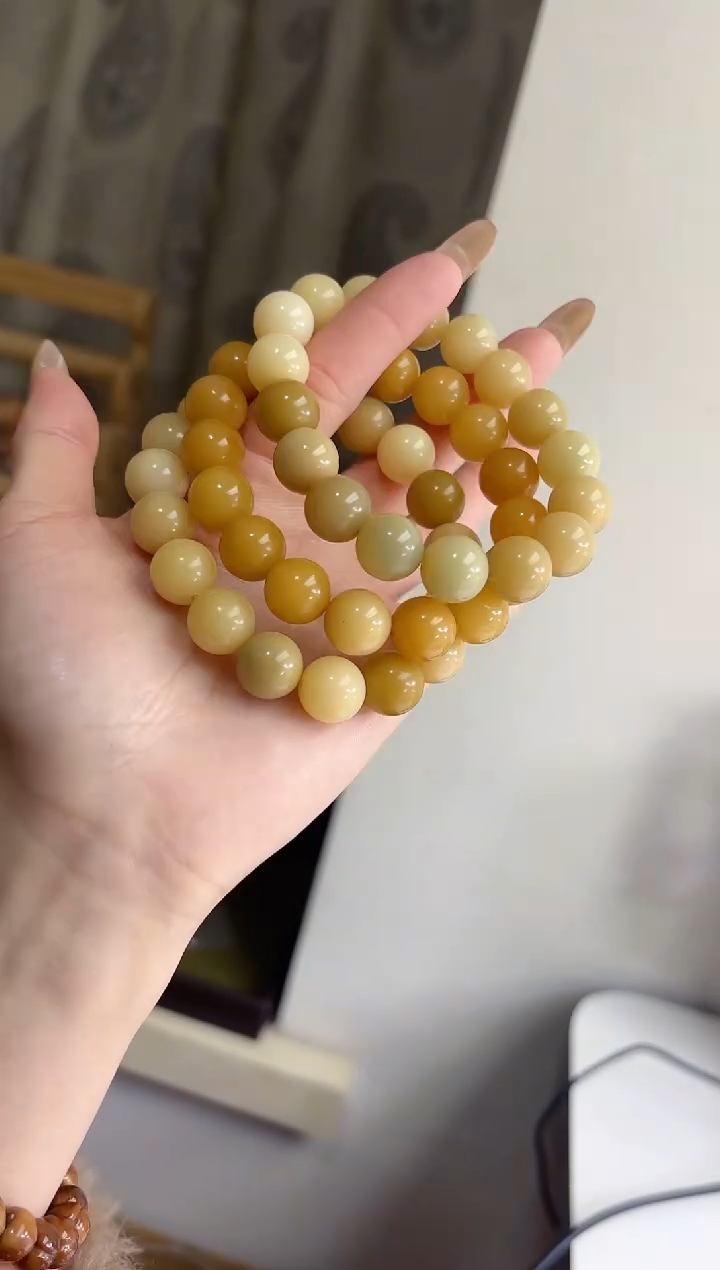 手串菩提根/象牙果沐l10玉化糖果圆珠12mm手串随机