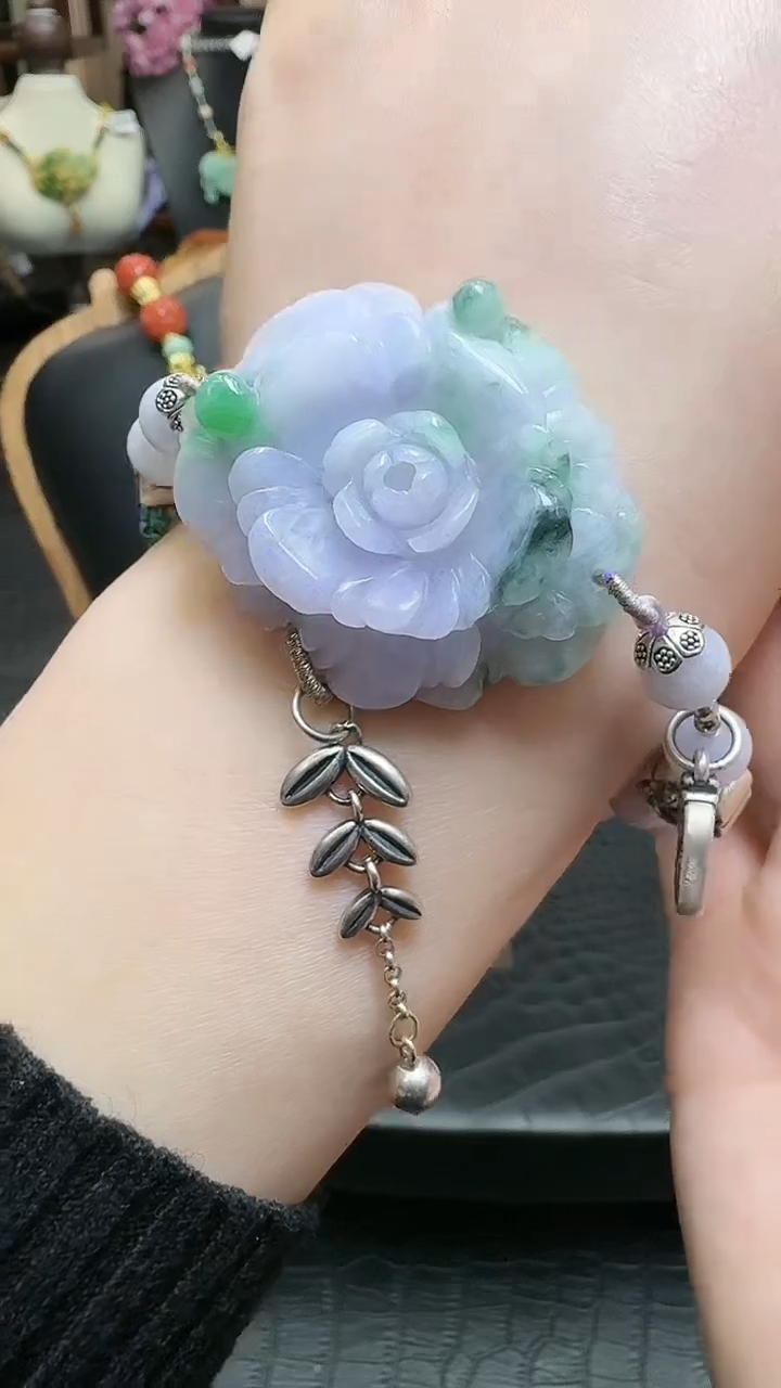 【闪购商品】翡翠手串银S925镶嵌手牌