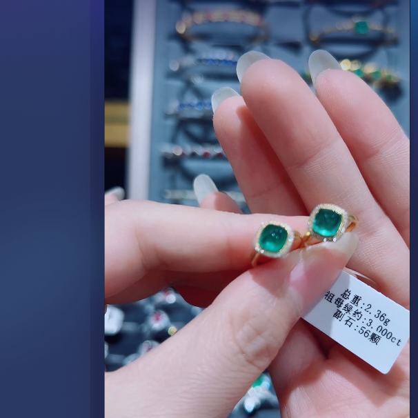 18k金镶嵌祖母绿耳扣