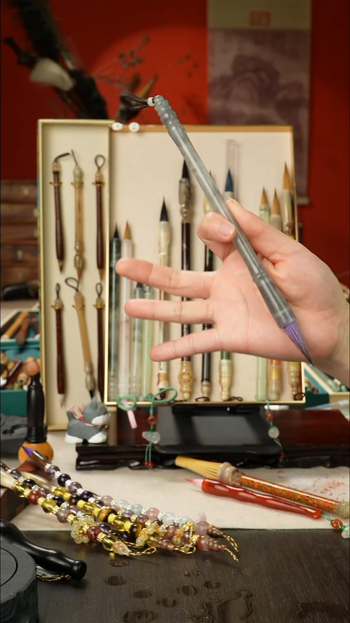 25号孤品高货毛笔链接 清水试笔 蘸墨不退