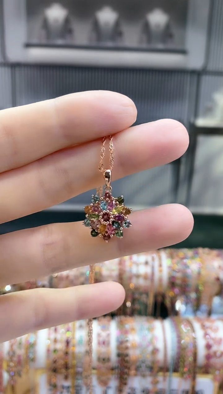 银S925镶嵌吊坠碧玺4354354354354