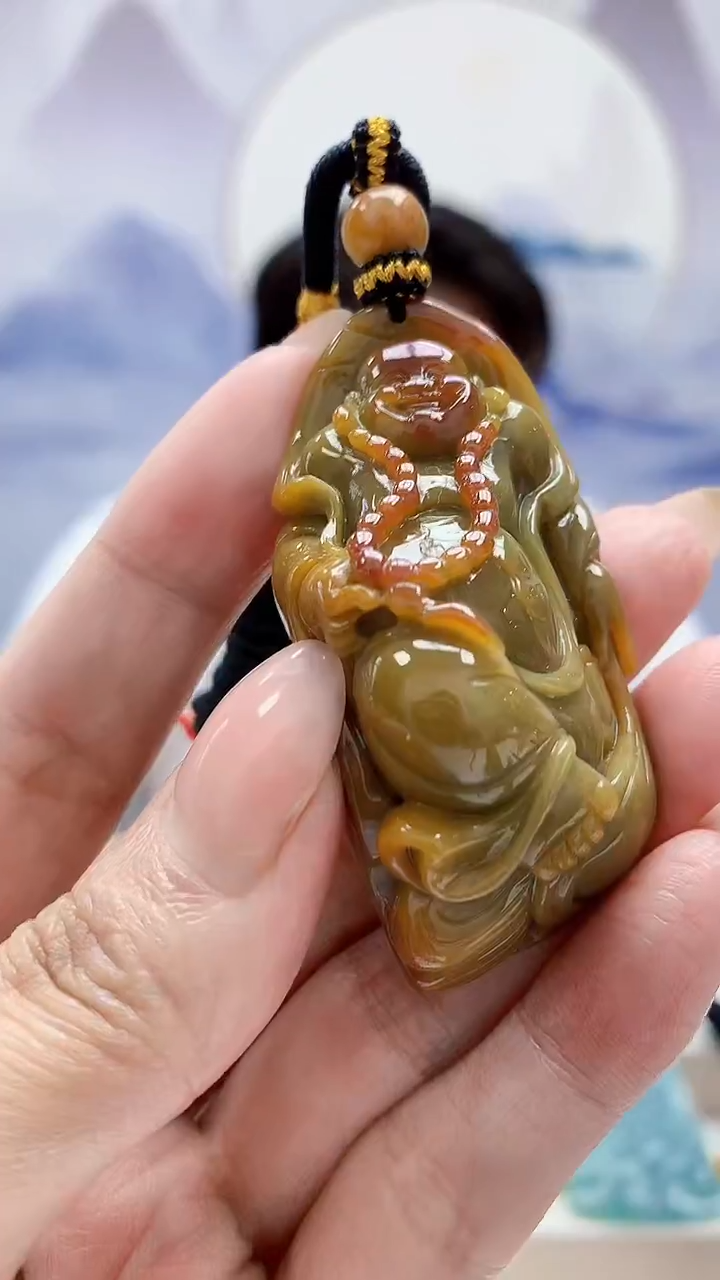 未镶嵌定制翡翠5060MM-毛货挂件178