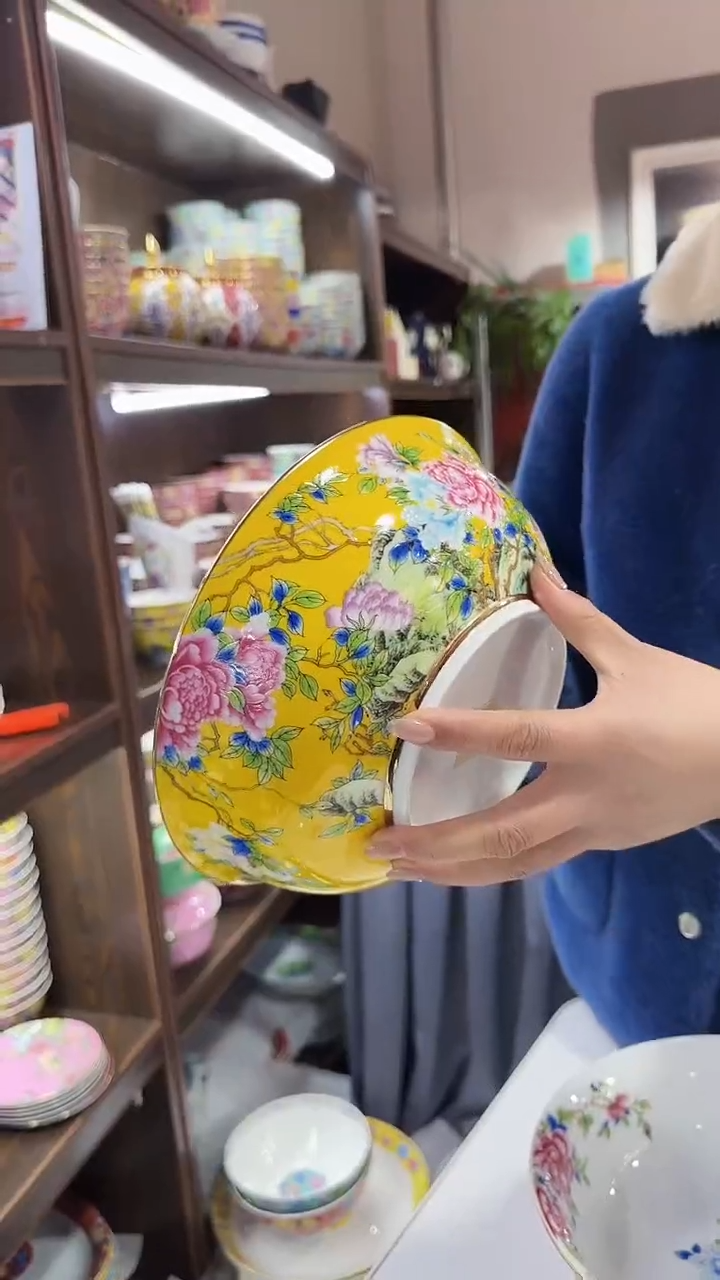 【闪购商品】瓷片9英寸大汤碗景德镇万花1个